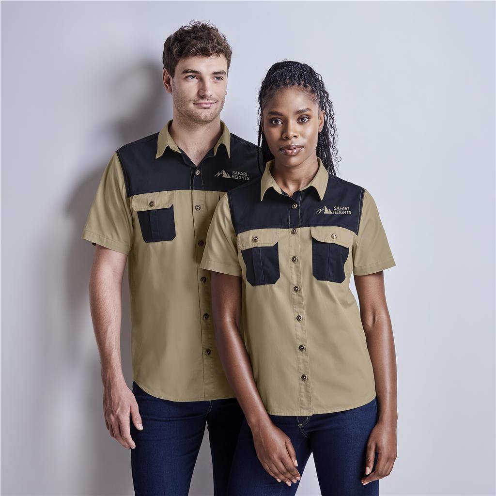 Ladies Short Sleeve Serengeti 2-Tone Bush Shirt Mirelle Leather and Lifestyle