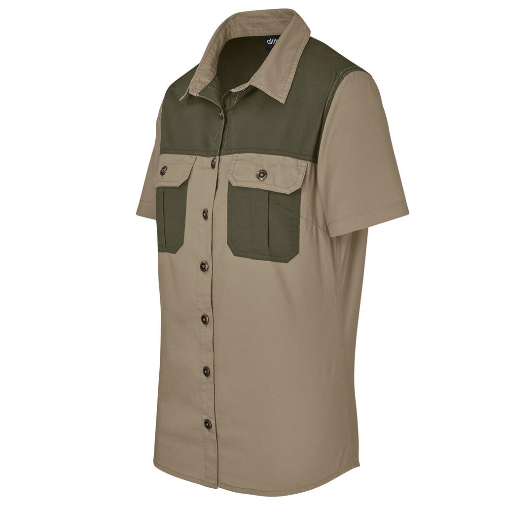 Ladies Short Sleeve Serengeti 2-Tone Bush Shirt Mirelle Leather and Lifestyle
