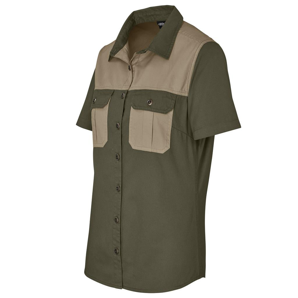Ladies Short Sleeve Serengeti 2-Tone Bush Shirt Mirelle Leather and Lifestyle