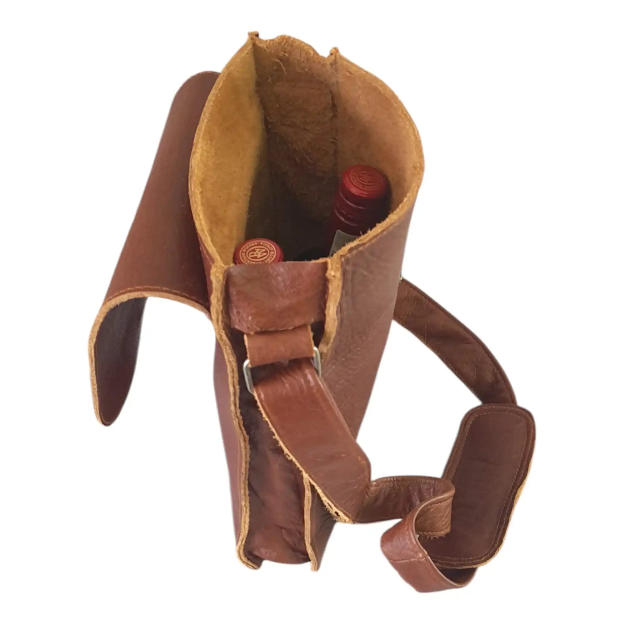Leather 2 Bottle Sling Carrier Bag | MIRELLE ZA Food & Beverage Carriers Mirelle Leather and Lifestyle