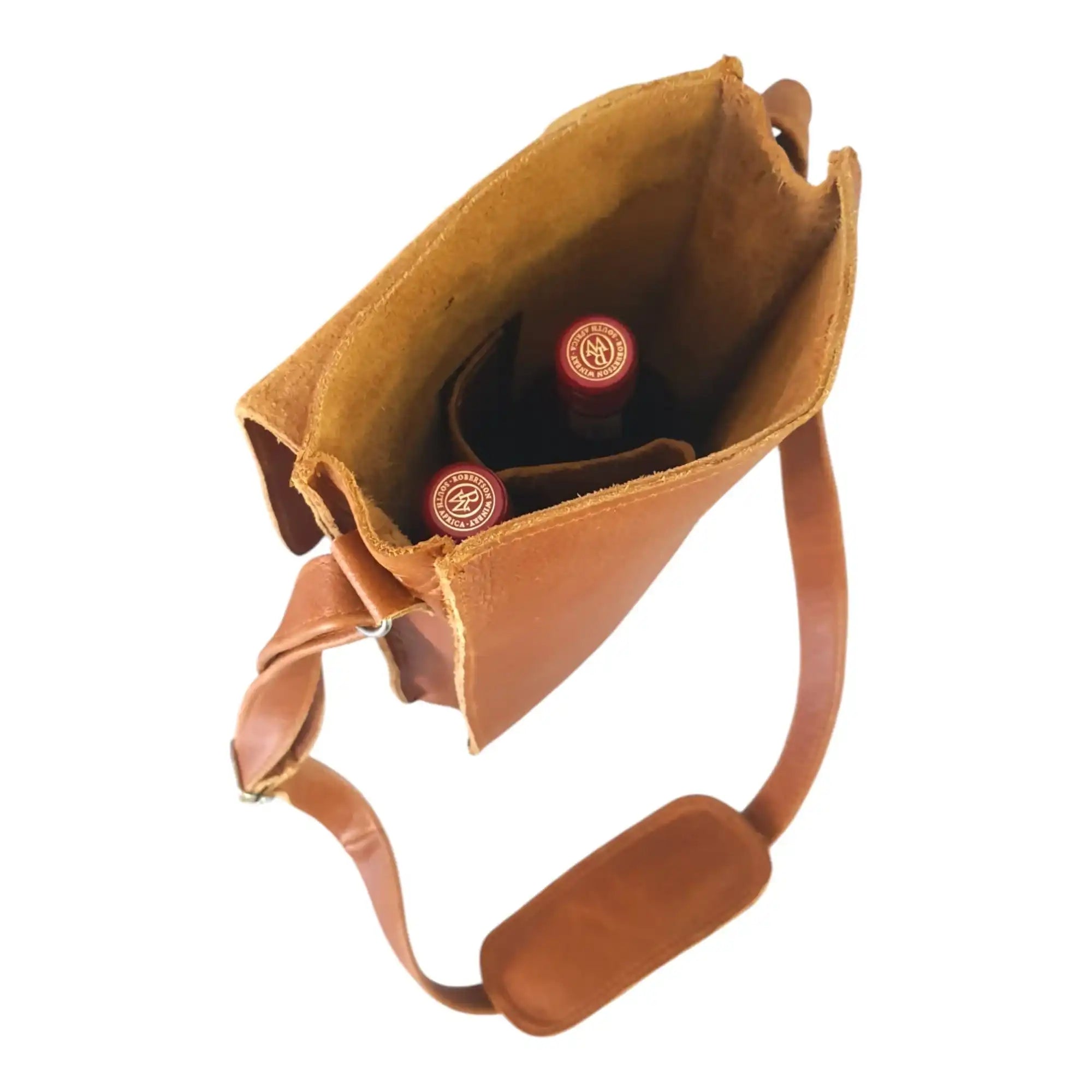 Leather 2 Bottle Sling Carrier Bag | MIRELLE ZA Food & Beverage Carriers Mirelle Leather and Lifestyle