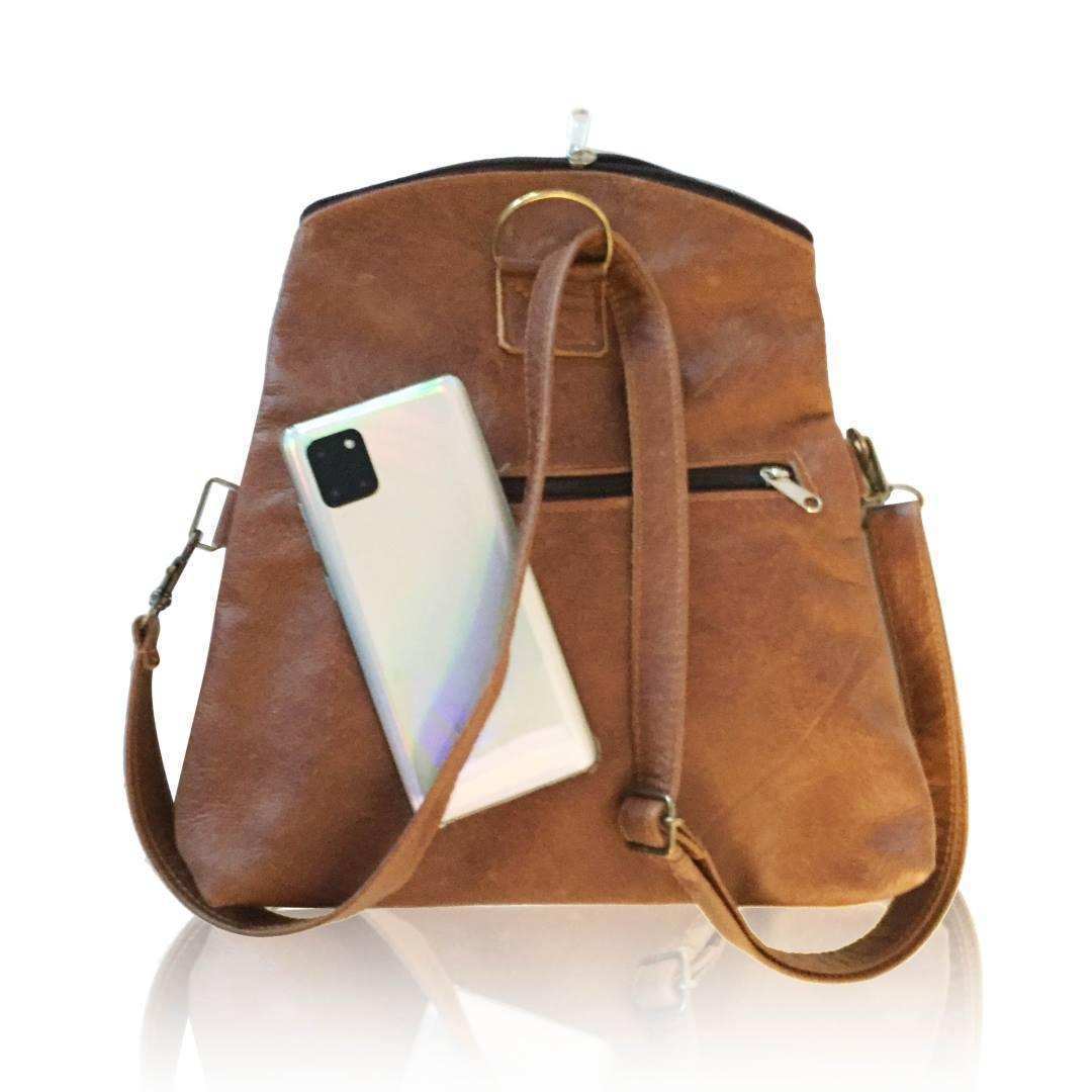 Leather 3-Way Convertible Backpack | Messenger Handbag - MIRELLE ZA Backpack Mirelle Leather and Lifestyle