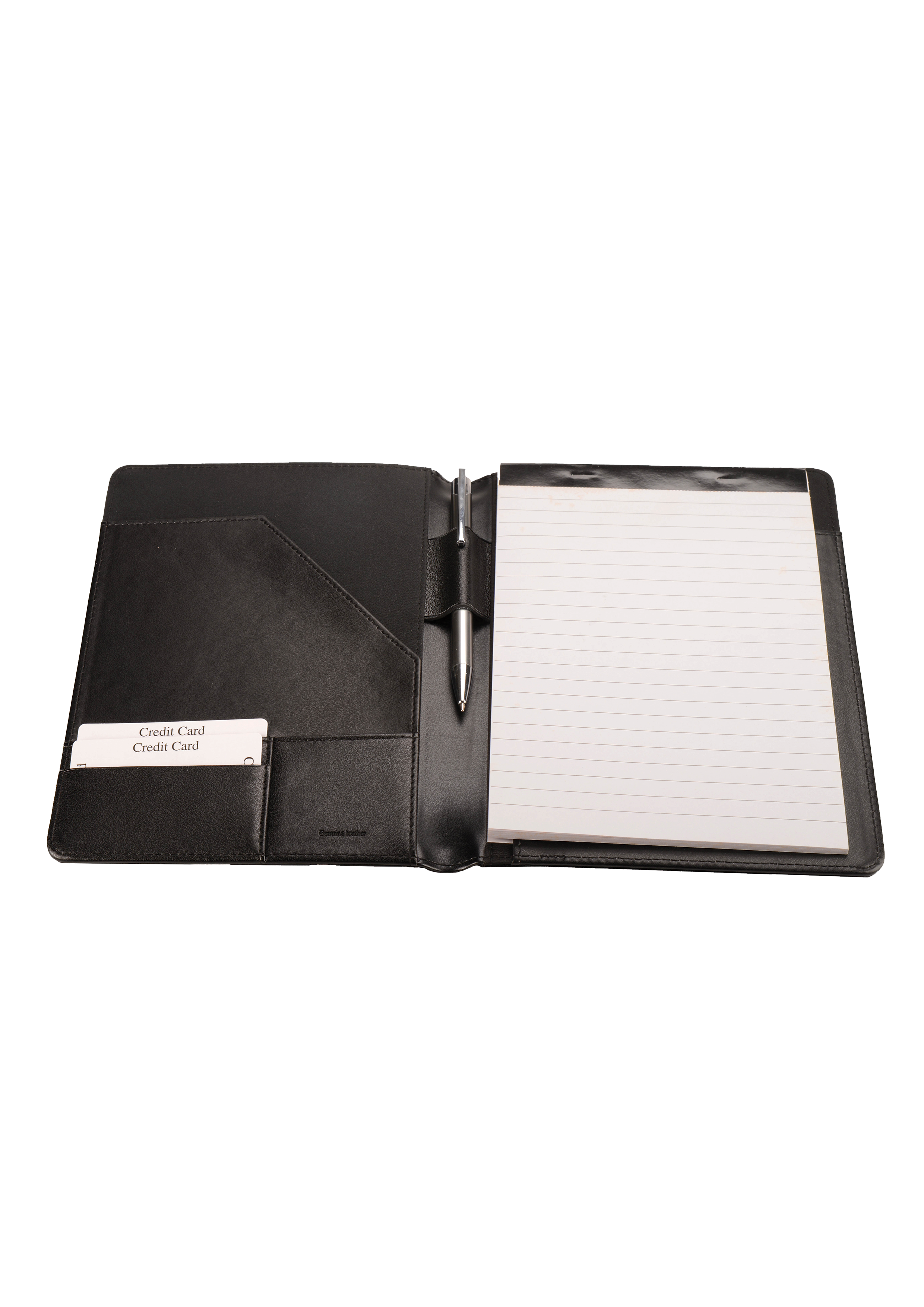 Leather A5 Folder with Notepad - Pen Loop - Pockets - Black | MIRELLE ZA Folder Mirelle Leather and Lifestyle