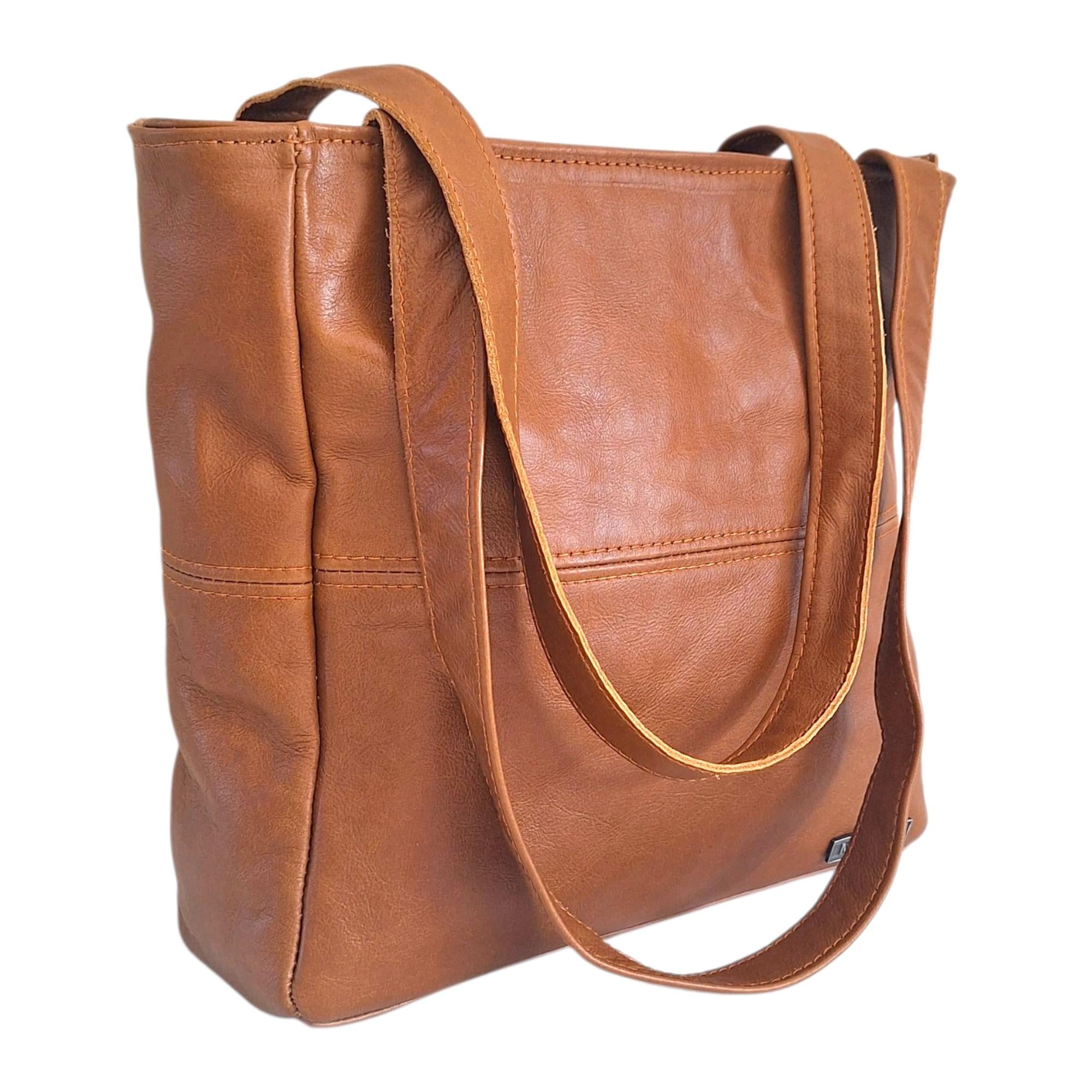 Leather Shopper Handbag With Outside Zipped Pocket - Medium | MIRELLE ZA Shopper Handbag Mirelle Leather and Lifestyle