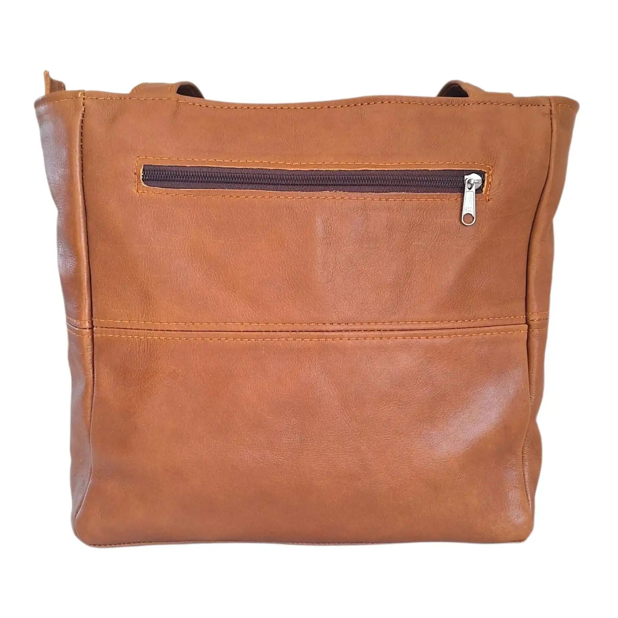 Leather Shopper Handbag With Outside Zipped Pocket - Medium | MIRELLE ZA Shopper Handbag Mirelle Leather and Lifestyle