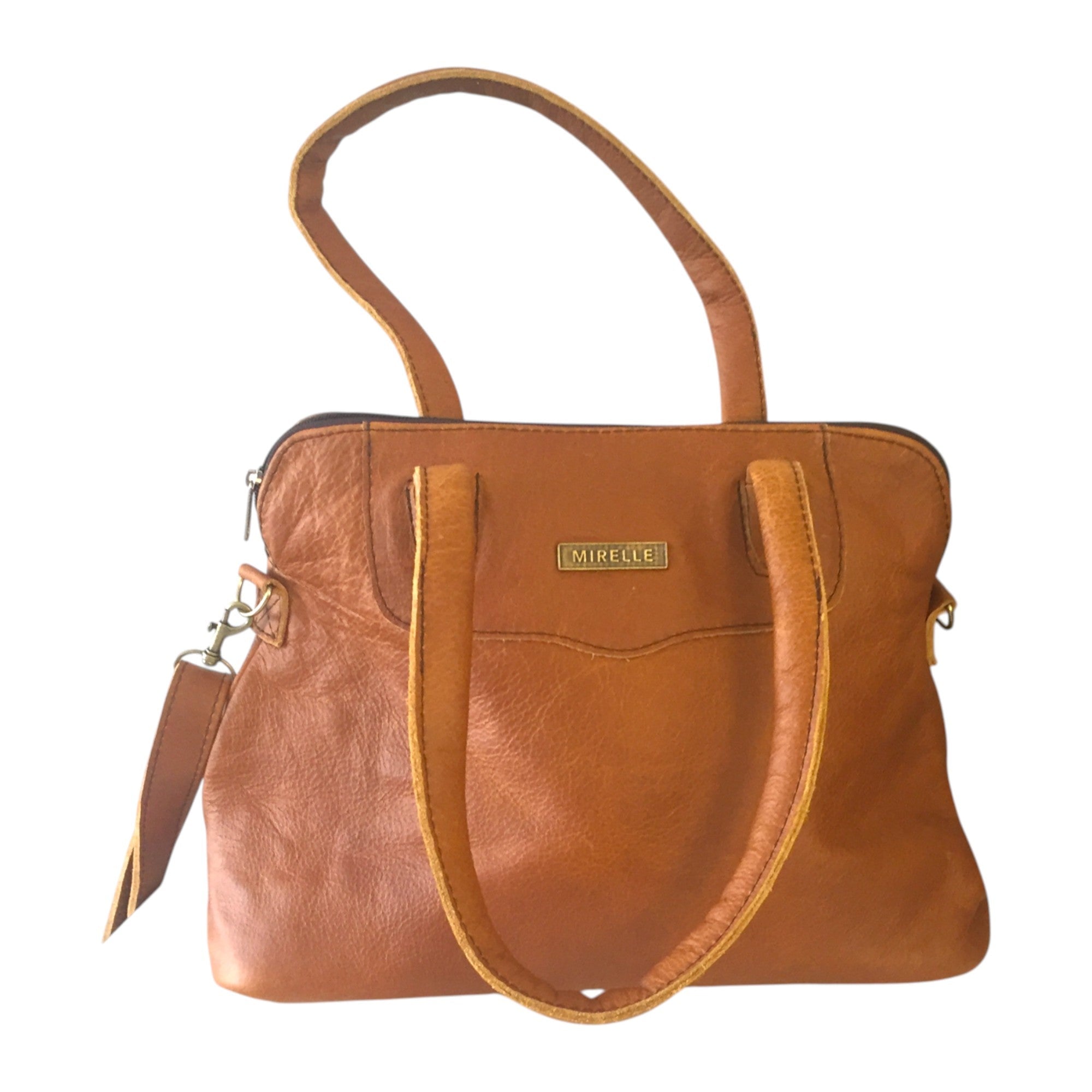 Leather Tote Handbag With Protective Feet - Framed Shape | MIRELLE - South Africa - Mirelle Leather and Lifestyle