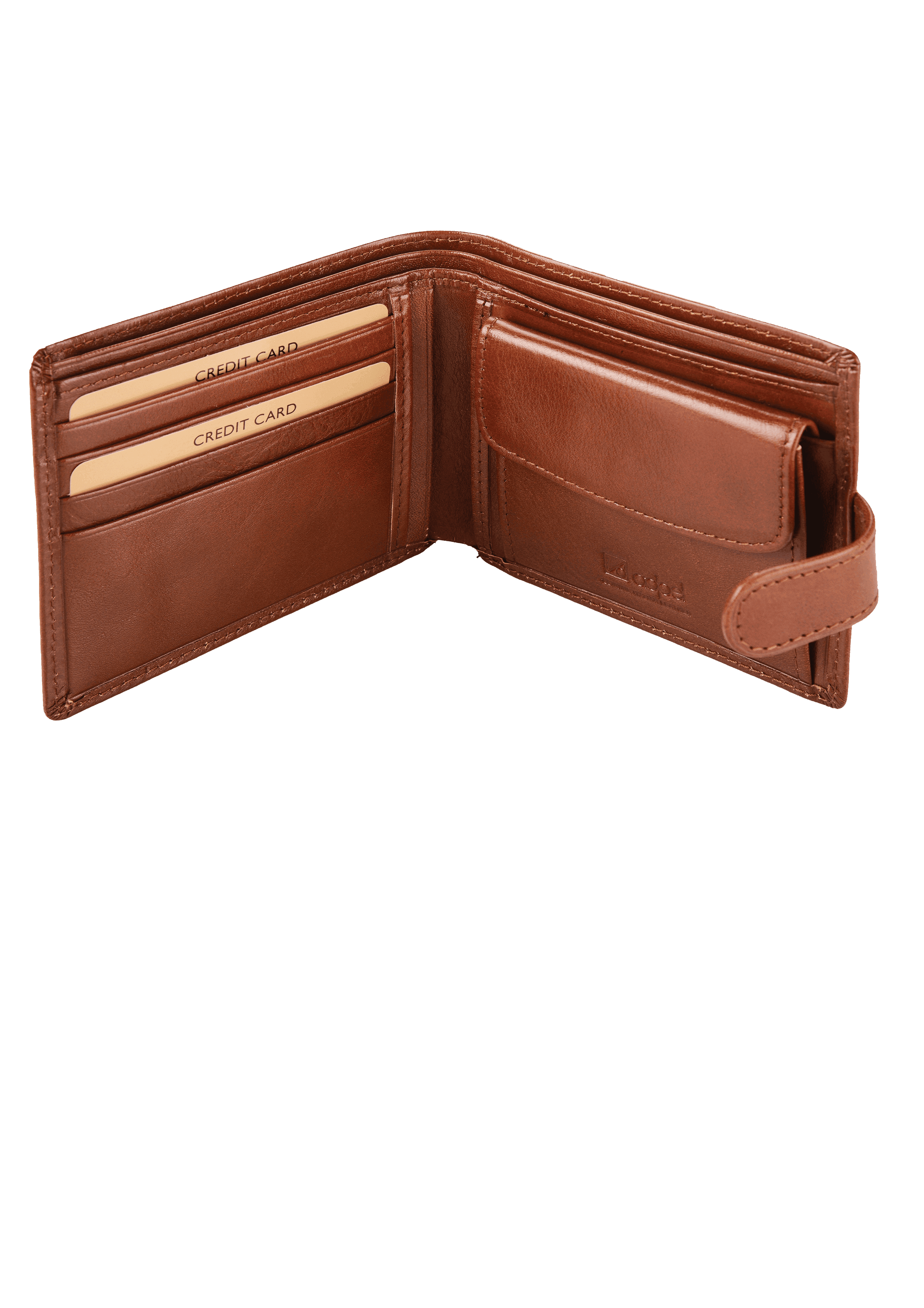 Leather Wallet With Coin Pouch & Tab Closure - Brown - MIRELLE Leather and Lifestyle