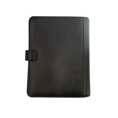 Black genuine leather A5 organiser detail view