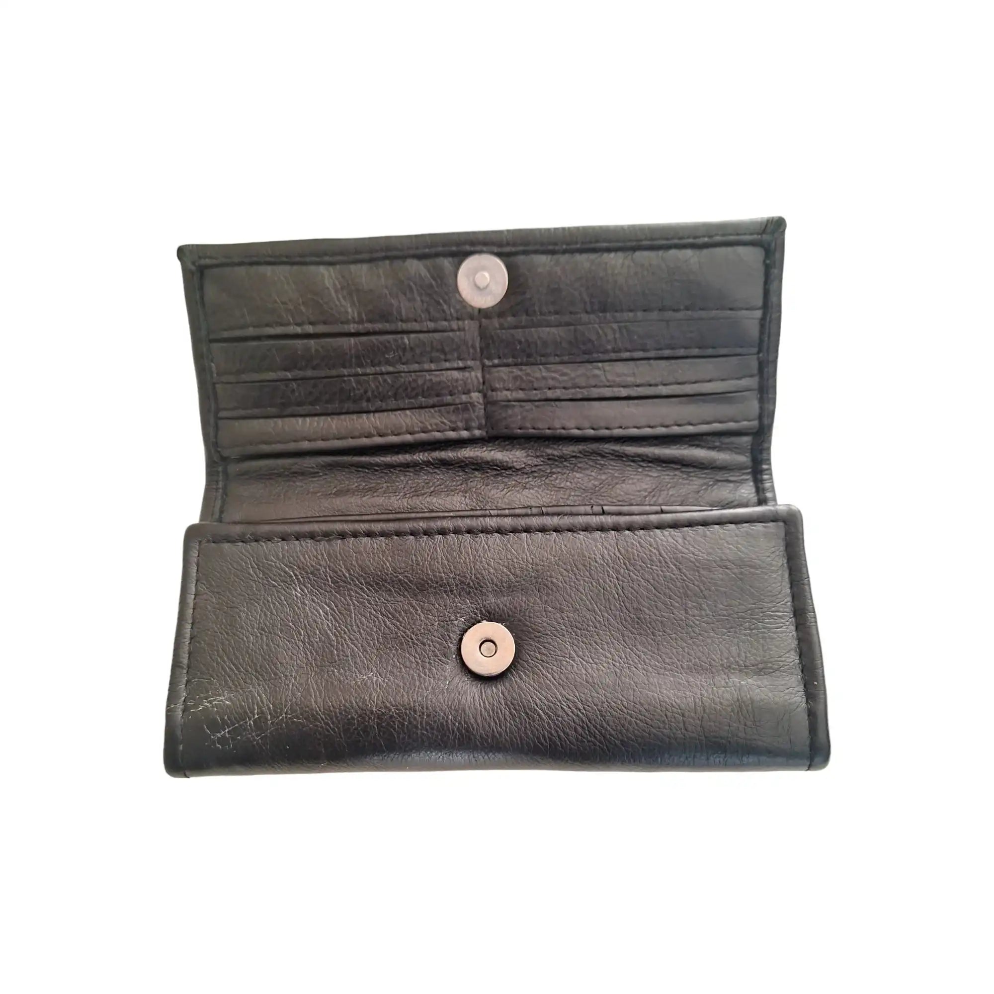 Mirelle Genuine Leather Classic Ladies Purse - Black - MIRELLE Leather and Lifestyle