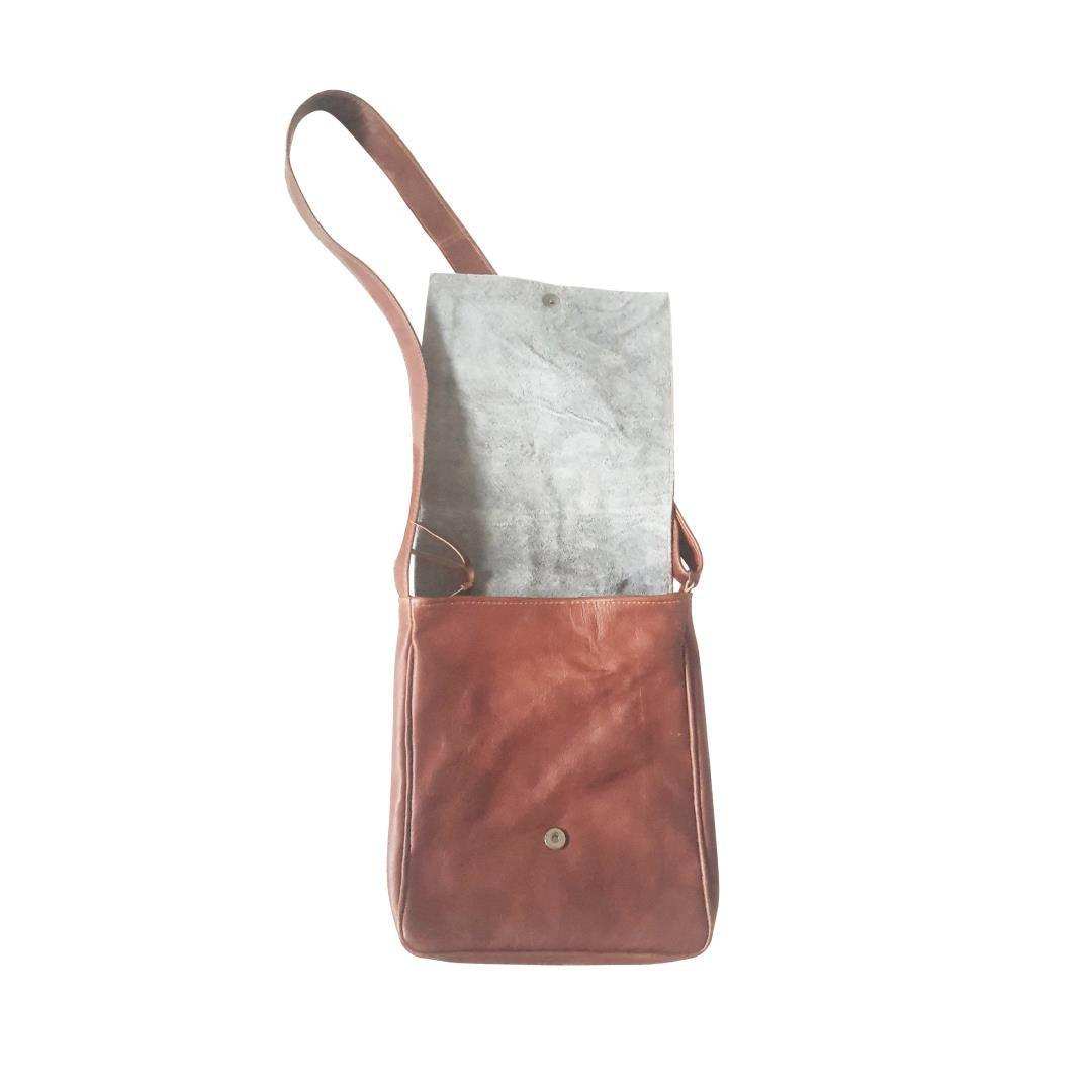 MIRELLE Genuine Leather Crossbody Sling Messenger Bag - Pecan Brown - MIRELLE Leather and Lifestyle