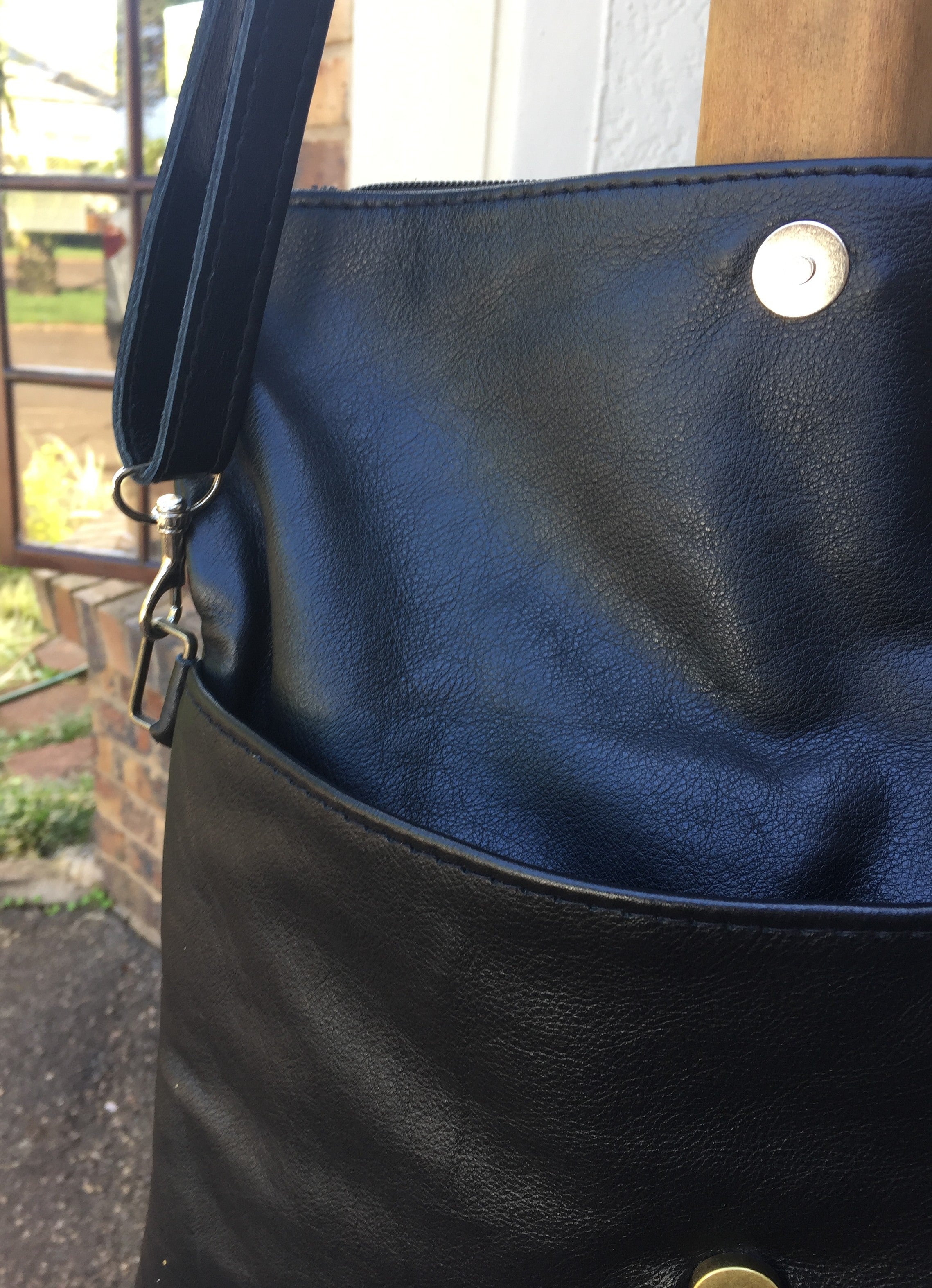 Mirelle Genuine Leather Fold Over Messenger Handbag - Black - MIRELLE Leather and Lifestyle