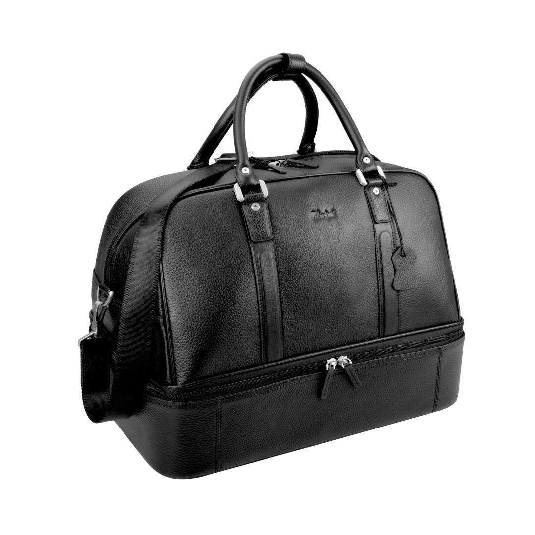 Mirelle Genuine Leather - President Double Decker Golf Bag - Shoe Compartment - Black - MIRELLE Leather and Lifestyle