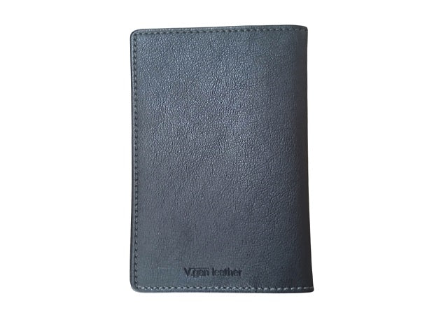 Black vegan leather passport holder, back view | MIRELLE