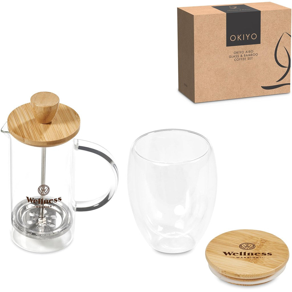 Okiyo Aibo Glass & Bamboo Coffee Set Mirelle Leather and Lifestyle