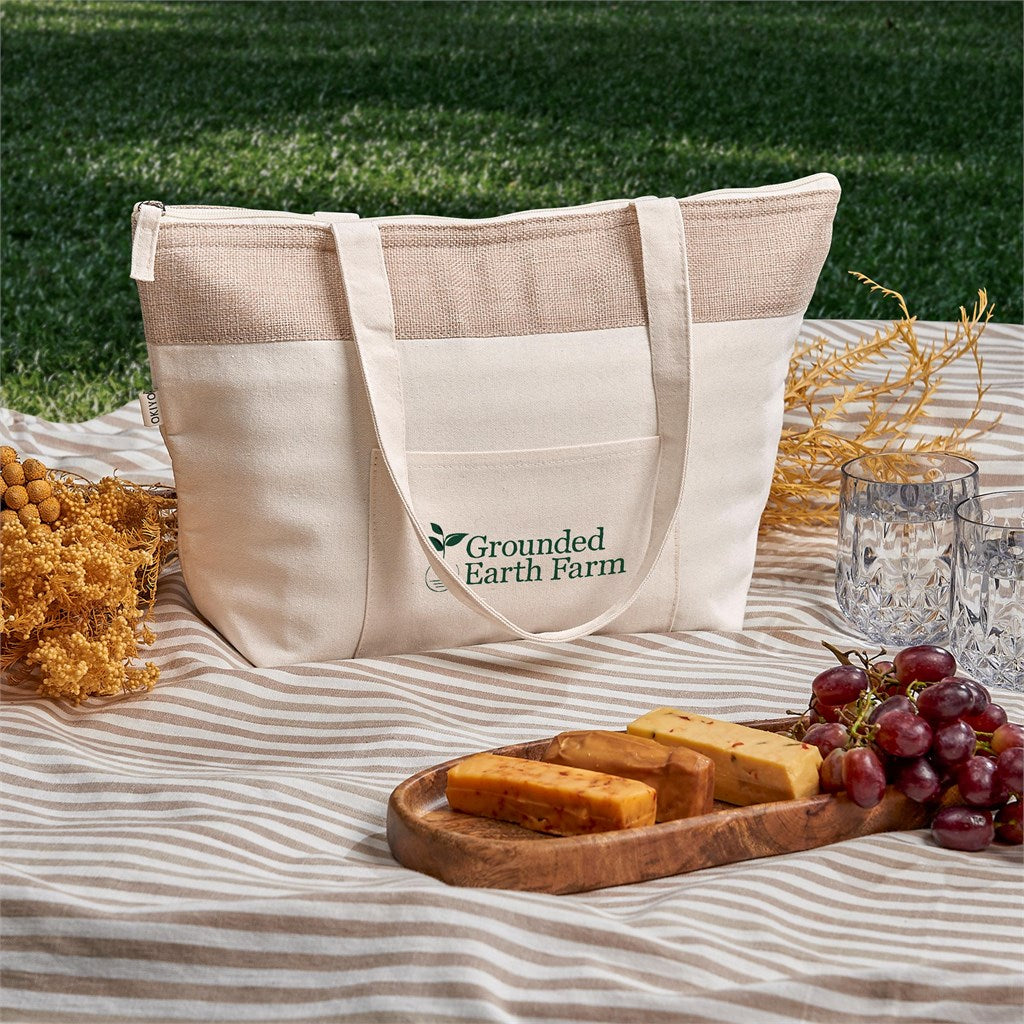 Okiyo Arshi Cotton & Jute 12 Can Lunch Cooler Mirelle Leather and Lifestyle