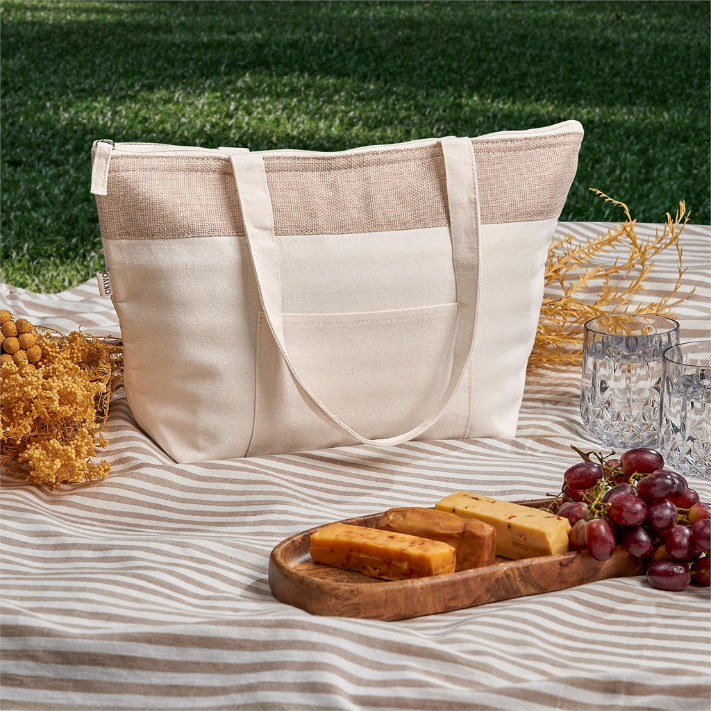 Okiyo Arshi Cotton & Jute 12 Can Lunch Cooler Mirelle Leather and Lifestyle