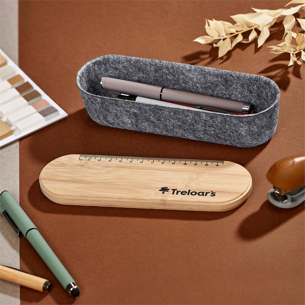 Okiyo Byoga Recycled PET Felt & Bamboo Stationery Case Mirelle Leather and Lifestyle