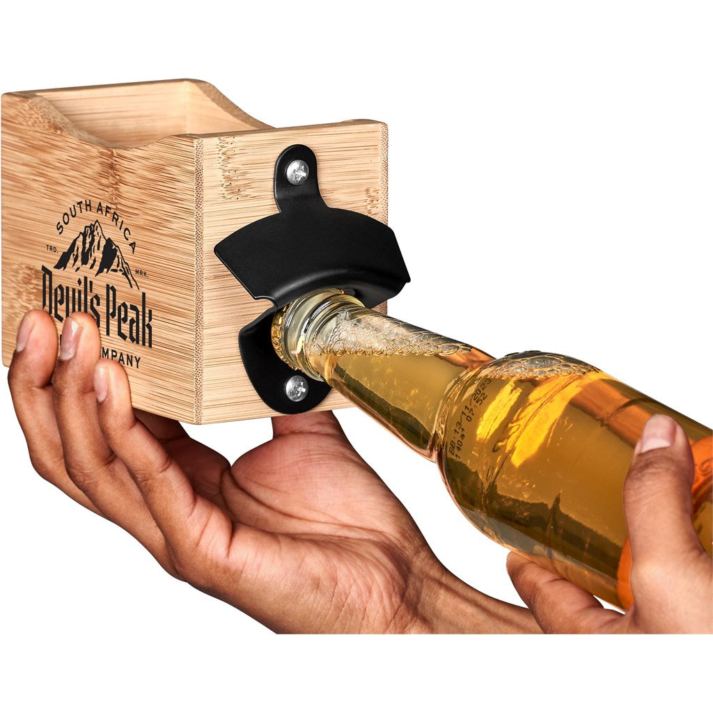 Okiyo Kanpai Bamboo Coaster & Bottle Opener Set Mirelle Leather and Lifestyle