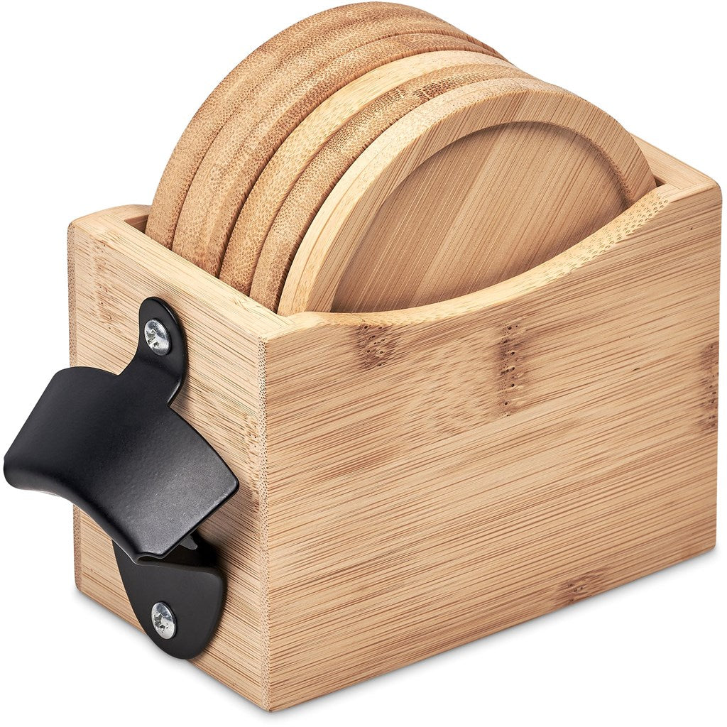 Okiyo Kanpai Bamboo Coaster & Bottle Opener Set Mirelle Leather and Lifestyle