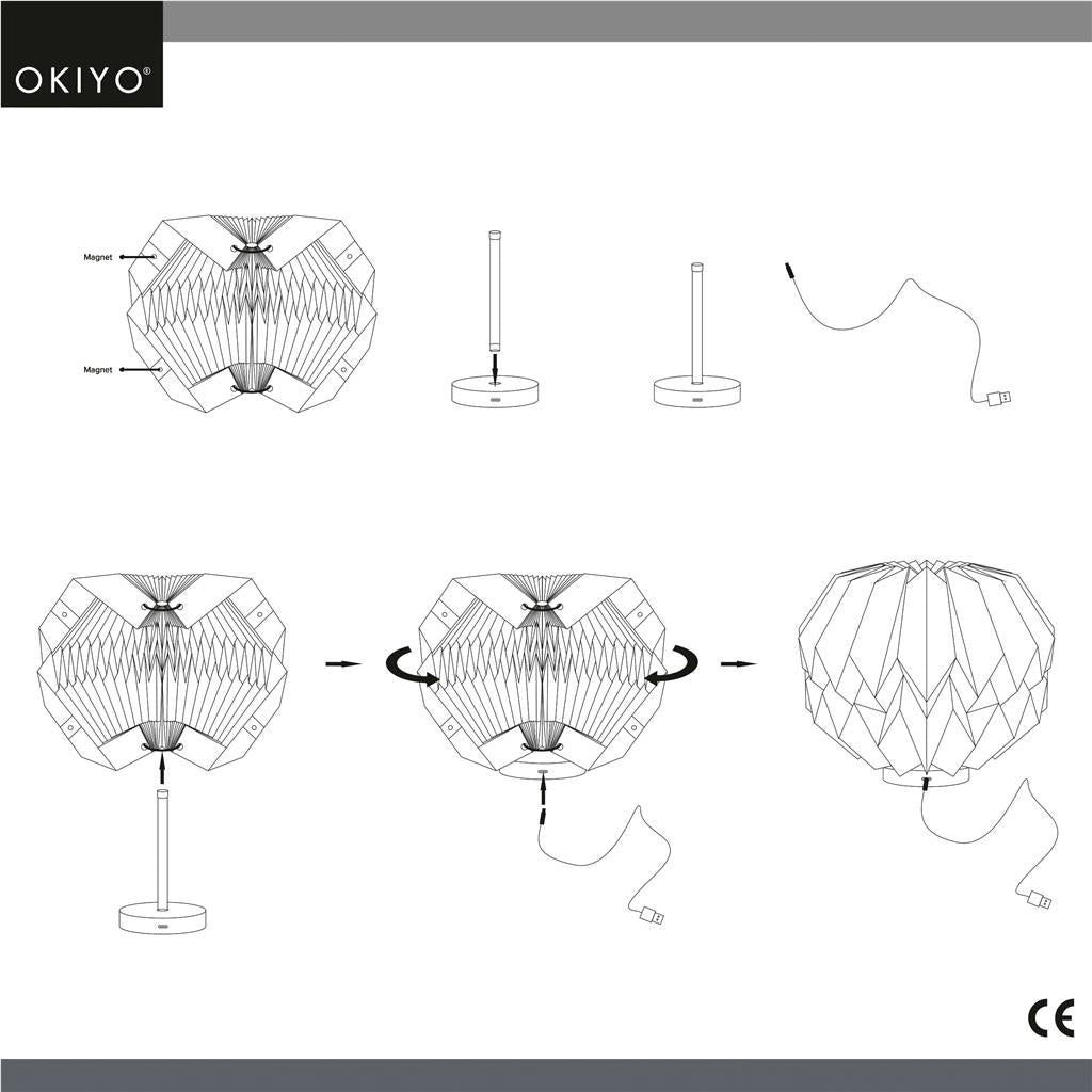 Okiyo Kosuke Wood & Paper LED Lamp Mirelle Leather and Lifestyle