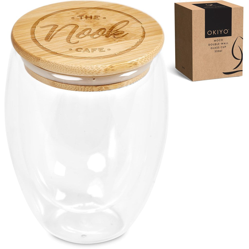 Okiyo Moco Glass & Bamboo Double-Wall Cup - 350ml Mirelle Leather and Lifestyle