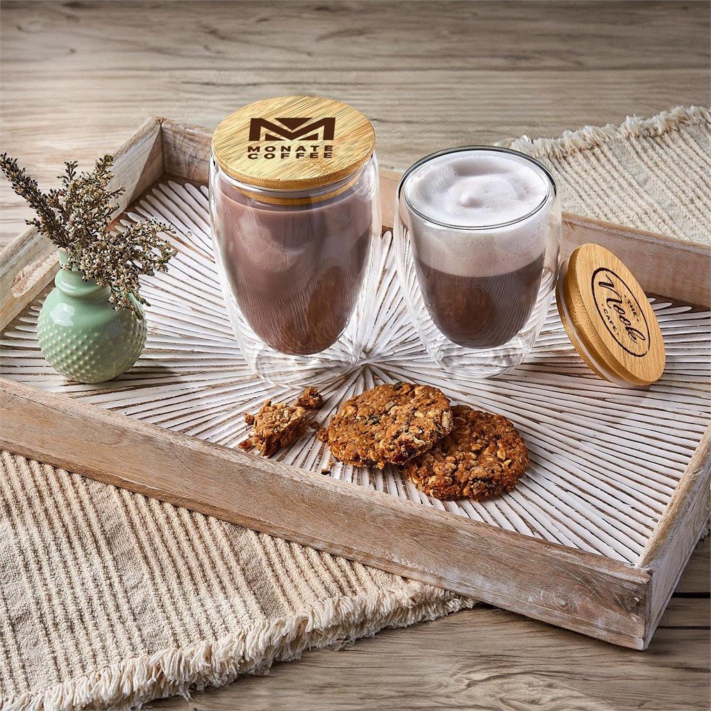 Okiyo Moco Glass & Bamboo Double-Wall Cup - 350ml Mirelle Leather and Lifestyle