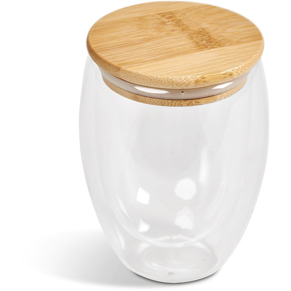 Okiyo Moco Glass & Bamboo Double-Wall Cup - 350ml Mirelle Leather and Lifestyle