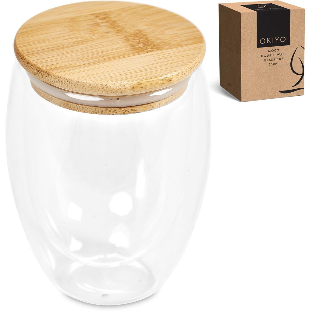 Okiyo Moco Glass & Bamboo Double-Wall Cup - 350ml Mirelle Leather and Lifestyle