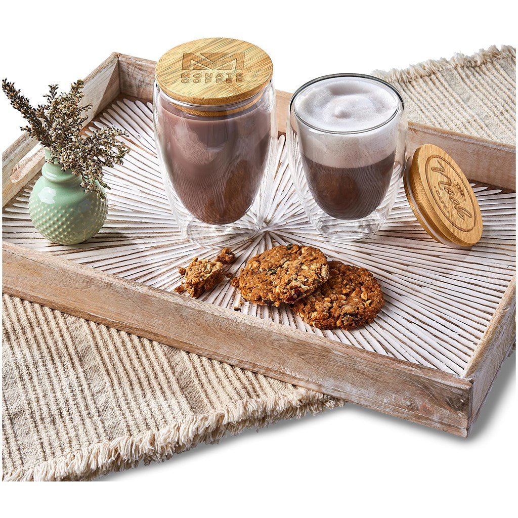 Okiyo Moco Glass & Bamboo Double-Wall Cup - 350ml Mirelle Leather and Lifestyle
