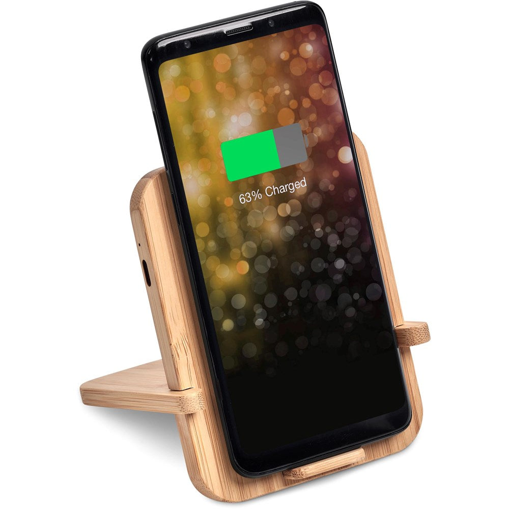 Okiyo Noryoku Bamboo Wireless Charging Phone Stand Mirelle Leather and Lifestyle