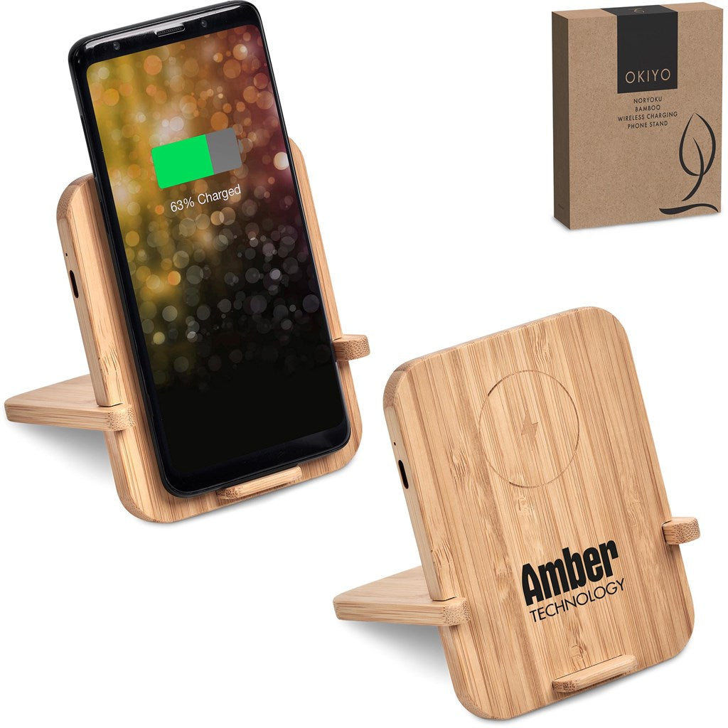 Okiyo Noryoku Bamboo Wireless Charging Phone Stand Mirelle Leather and Lifestyle