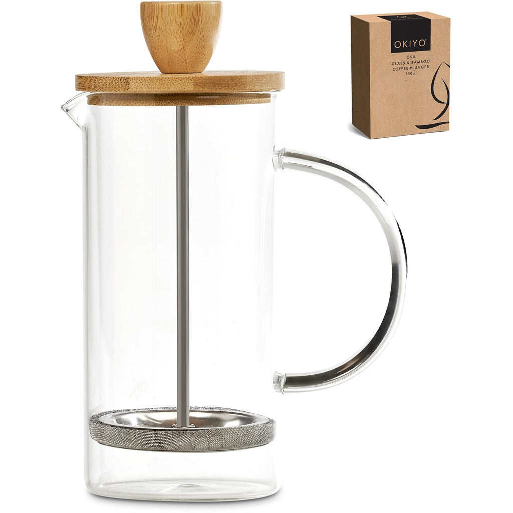 Okiyo Osu Glass & Bamboo Coffee Plunger - 350ml Mirelle Leather and Lifestyle
