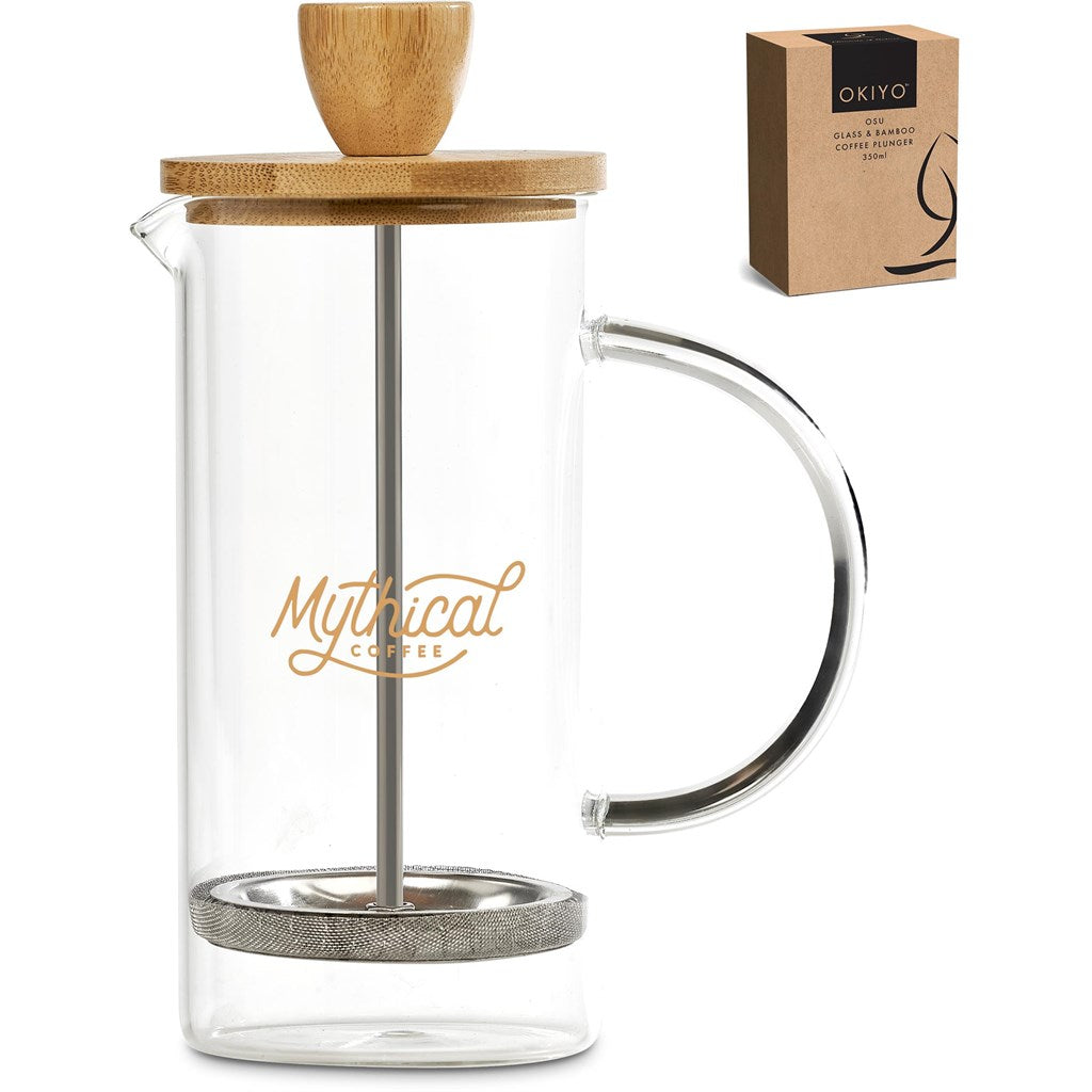 Okiyo Osu Glass & Bamboo Coffee Plunger - 350ml Mirelle Leather and Lifestyle