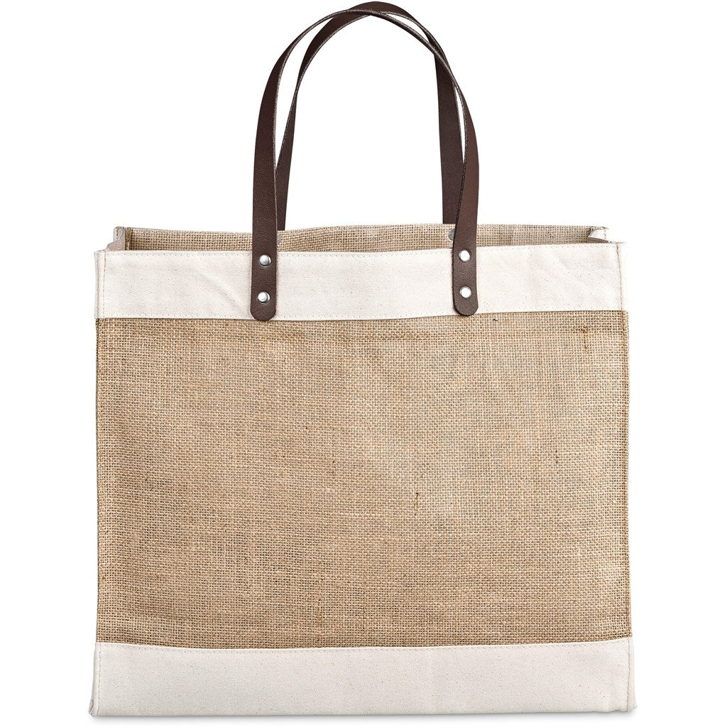 Okiyo Reza Jute & Cotton Tote with Leather Handles Mirelle Leather and Lifestyle