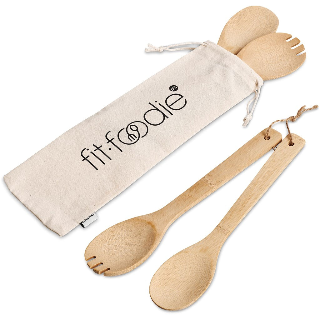 Okiyo Shinsen Bamboo Salad Servers Mirelle Leather and Lifestyle