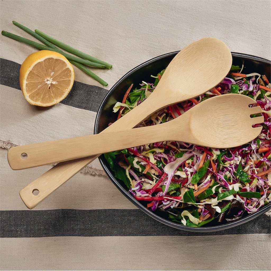 Okiyo Shinsen Bamboo Salad Servers Mirelle Leather and Lifestyle