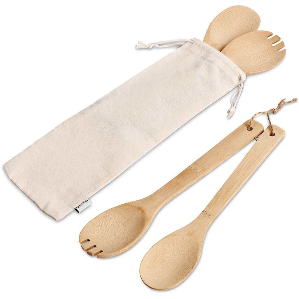 Okiyo Shinsen Bamboo Salad Servers Mirelle Leather and Lifestyle