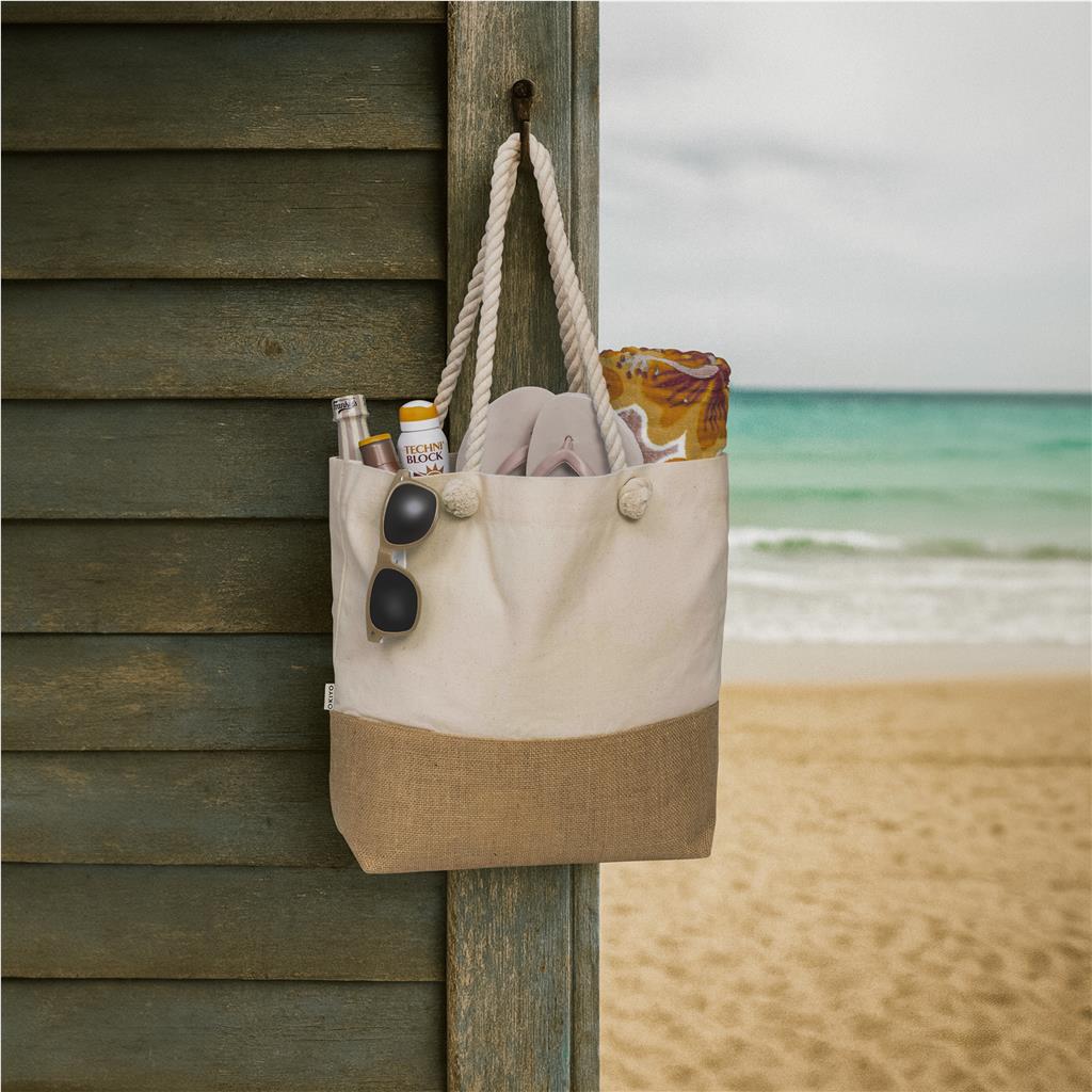 Okiyo Suna Jute & Cotton Beach Bag Mirelle Leather and Lifestyle