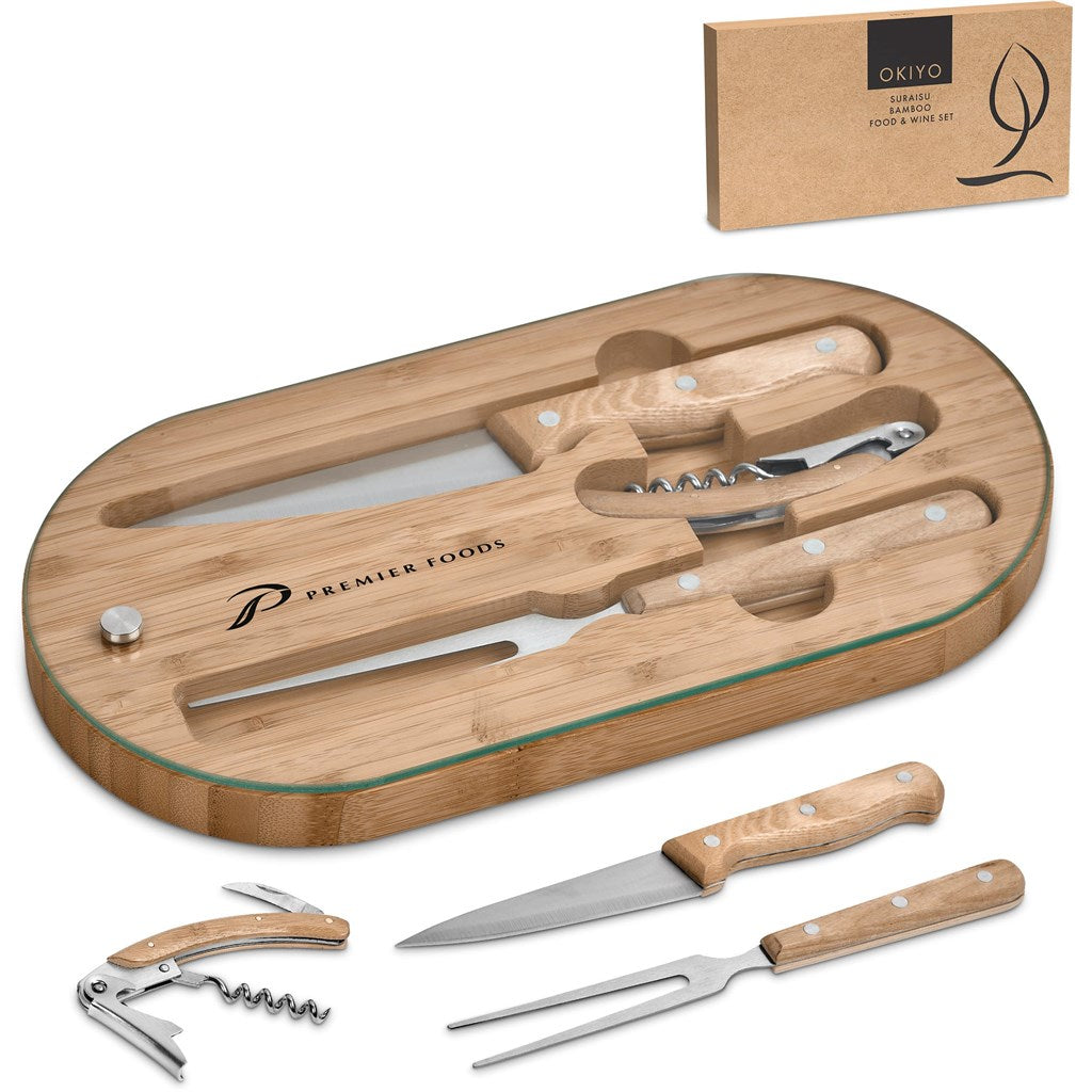 Okiyo Suraisu Bamboo Food & Wine Set Mirelle Leather and Lifestyle