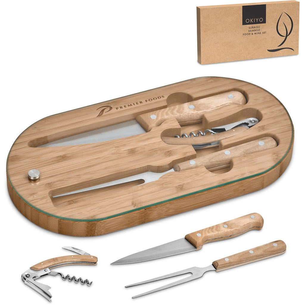 Okiyo Suraisu Bamboo Food & Wine Set Mirelle Leather and Lifestyle