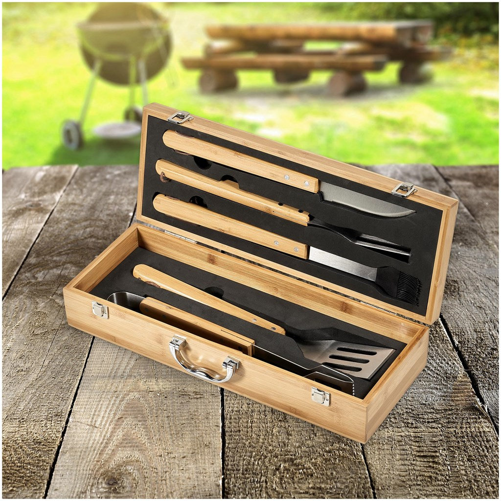 Okiyo Yakiniku Bamboo 5-Piece Braai Set Mirelle Leather and Lifestyle