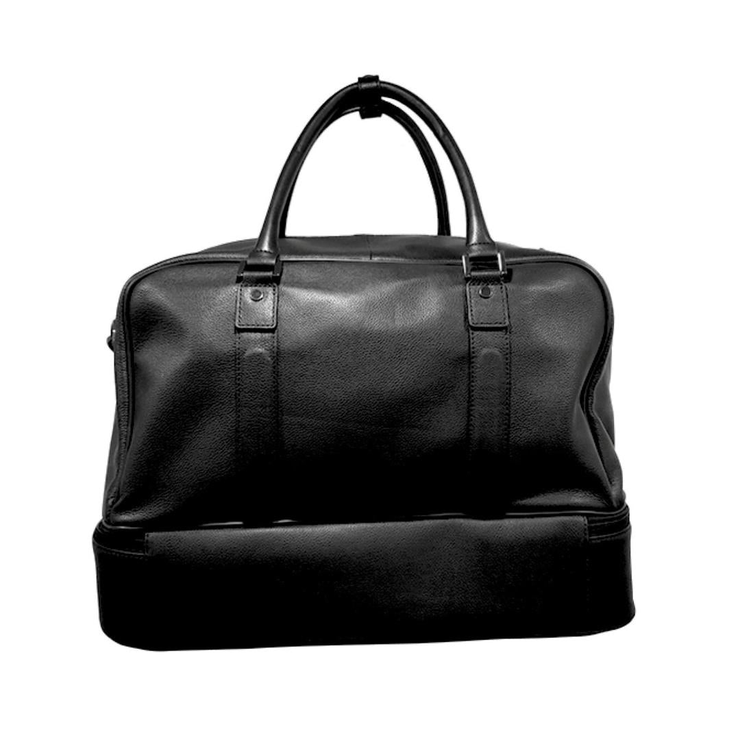 President Leather Double Decker Golf Bag - Shoe Compartment - Black - MIRELLE Leather and Lifestyle
