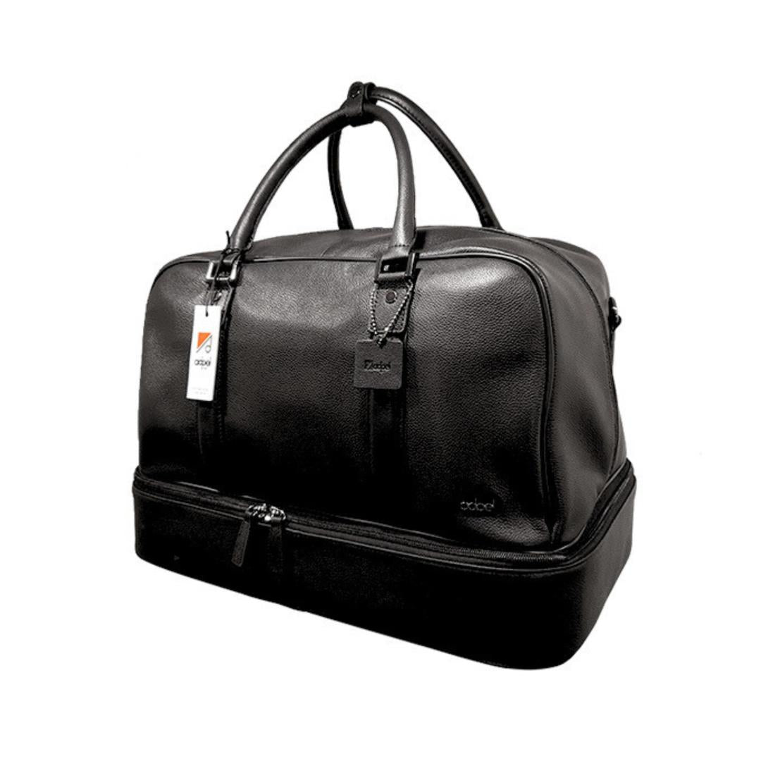 President Leather Double Decker Golf Bag - Shoe Compartment - Black - MIRELLE Leather and Lifestyle