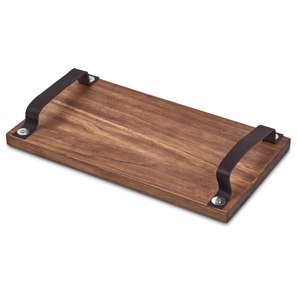 Serendipio Large Farm Style Wooden Tray with Leather Straps Mirelle Leather and Lifestyle