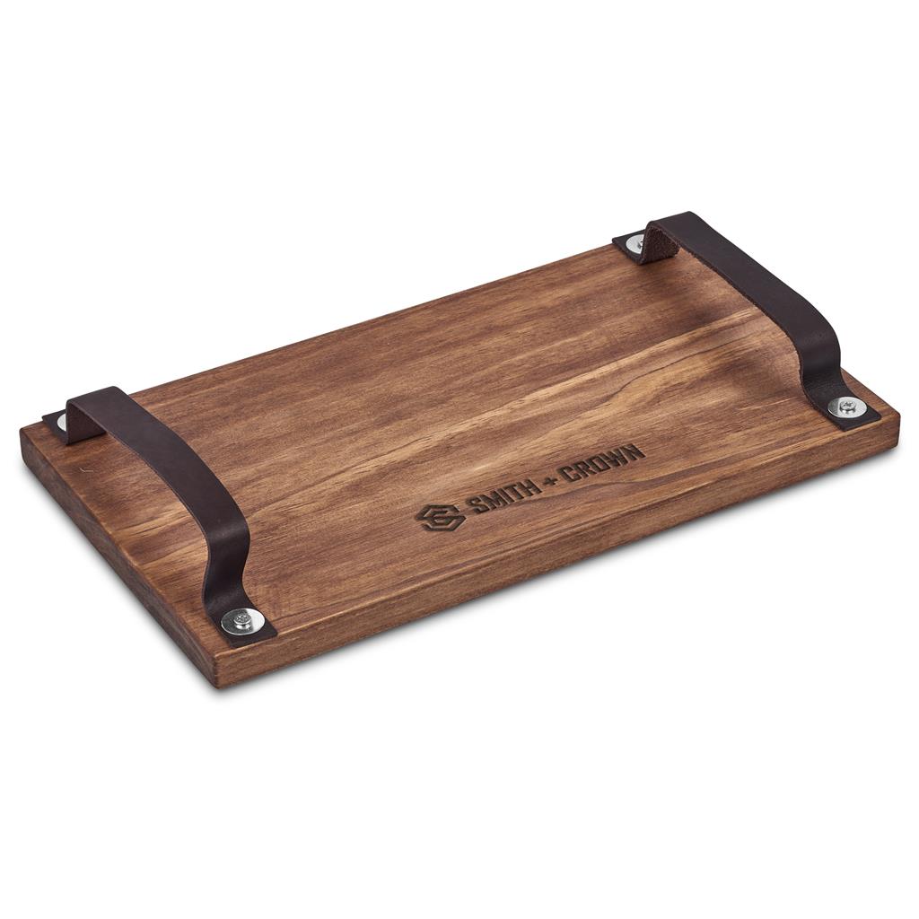 Serendipio Large Farm Style Wooden Tray with Leather Straps Mirelle Leather and Lifestyle