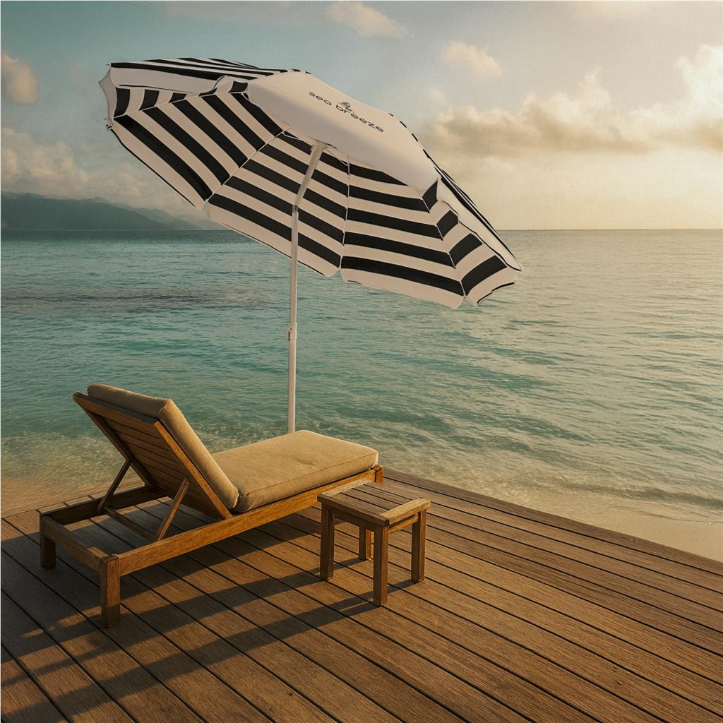 Serendipio Tanereef Stripe Beach Umbrella Mirelle Leather and Lifestyle