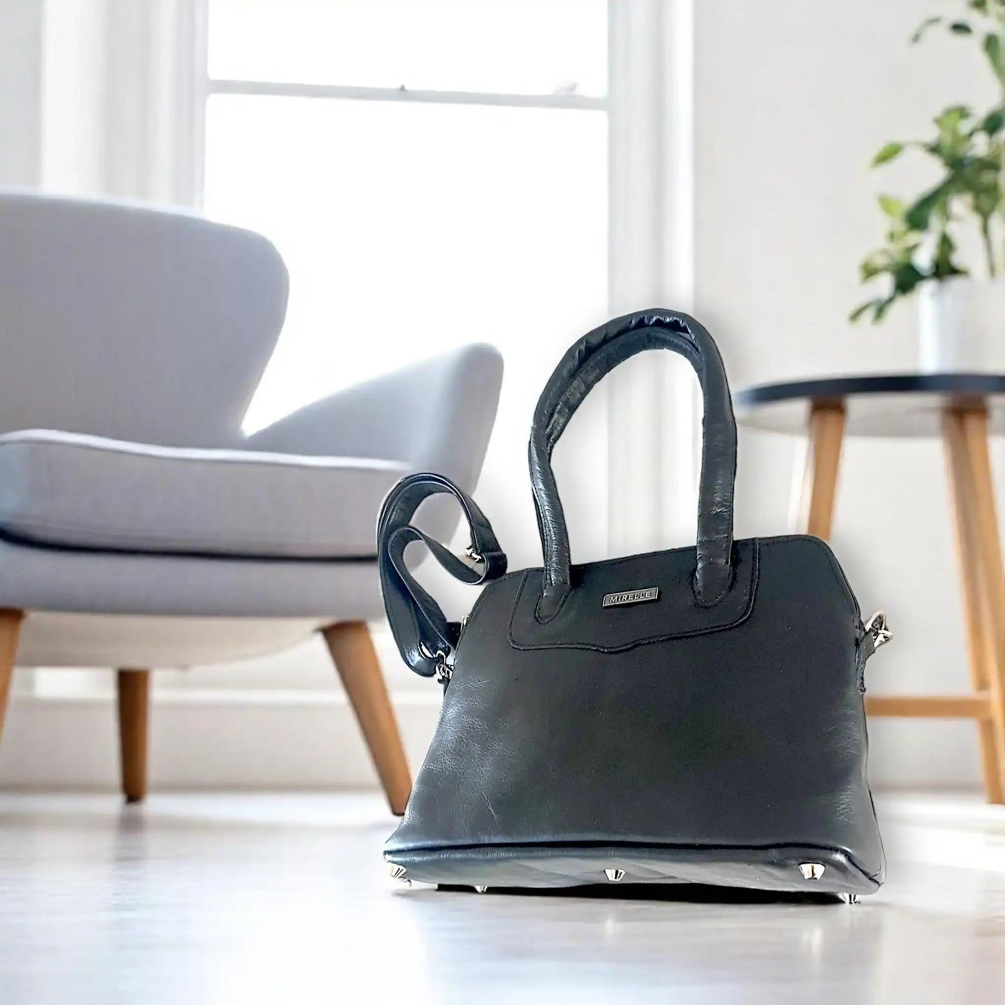 Mirelle Framed Tote Handbag With Protective Feet - Genuine Leather MIRELLE