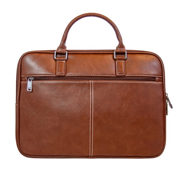 Vegan Leather Slim 15.4-inch Laptop Bag - Brown | MIRELLE