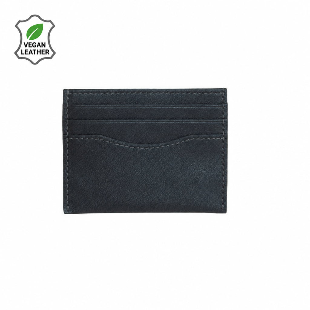 Vegan Leather RFID Flat Card Holder - Black | MIRELLE