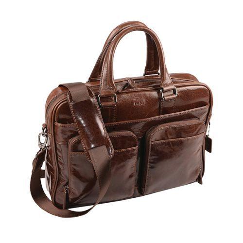 Amalfi Genuine Leather 15" Laptop Bag - Brown - Mirelle Leather and Lifestyle